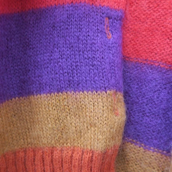 Vintage GAP Women's Multicolor Striped Sweater Rainbow Open Front Mohair Blend - Picture 7 of 11